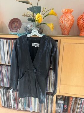 PRICE DROP: RICH, VTG, NW/OT, LINED, BLK LAMBSKIN LEATHER,8